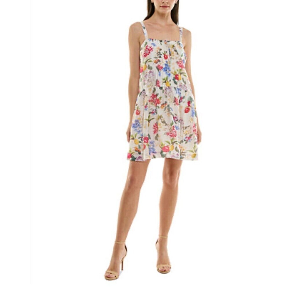 Taylor Womens Floral Button Down Pintuck Drop Waist Day Mini‎ Dress Sz 10 1337N2